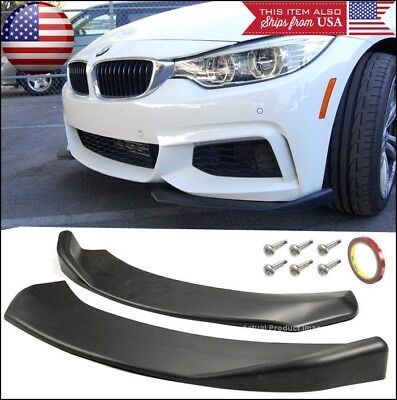 Pair 8.25/" x 4/" Front Bumper Lip Splitters Black Winglet Blade Canard For  Ford
