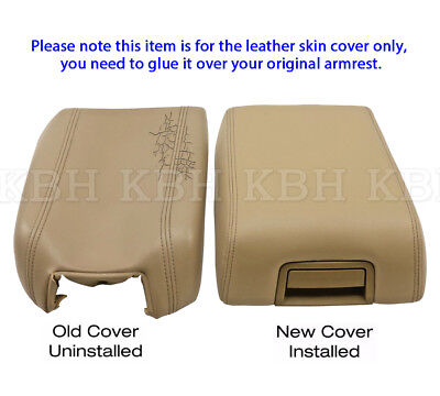 Leather Armrest Center Console Lid Cover Fit 04-08 F150 Lariat Bucket Seat Beige