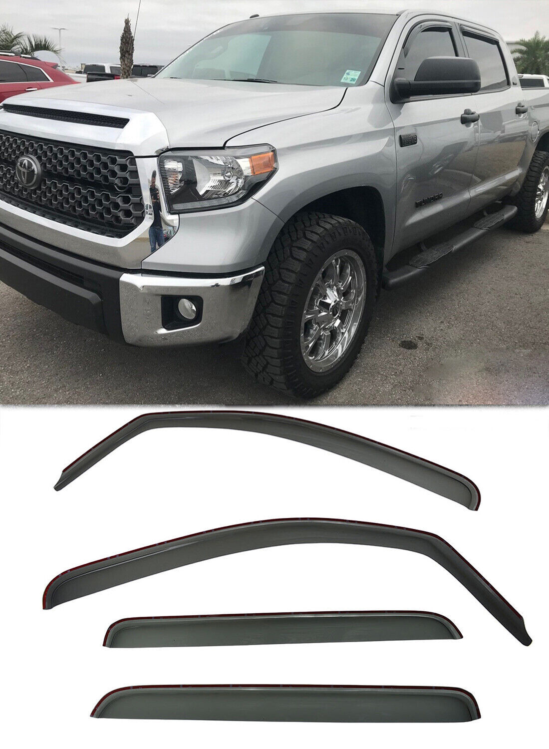 For 07-Up Toyota Tundra CREW MAX CAB Side IN-CHANNEL Window Visors