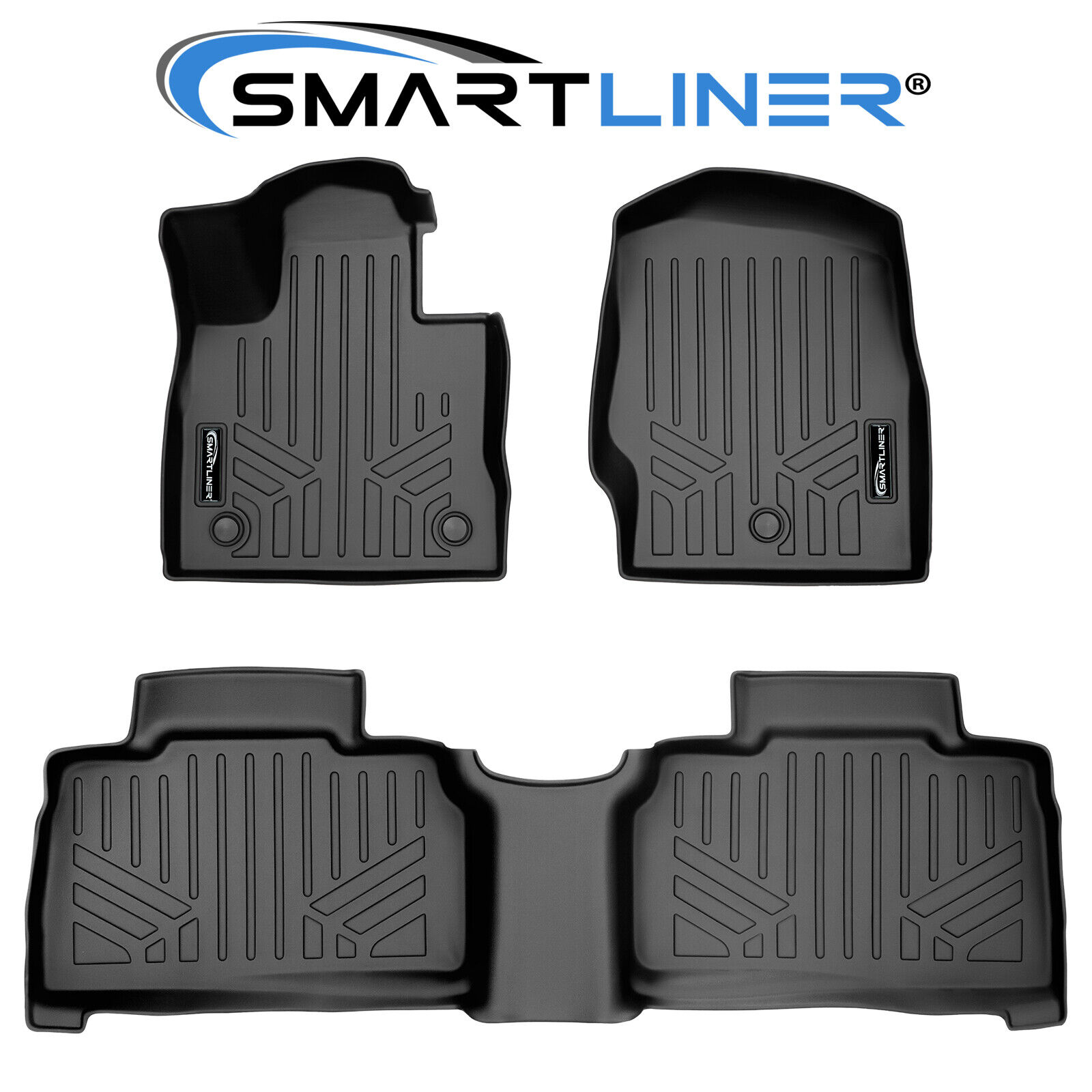 SMARTLINER Custom Fit Floor Mats 2 Row Liner Set Black 20202021 Ford
