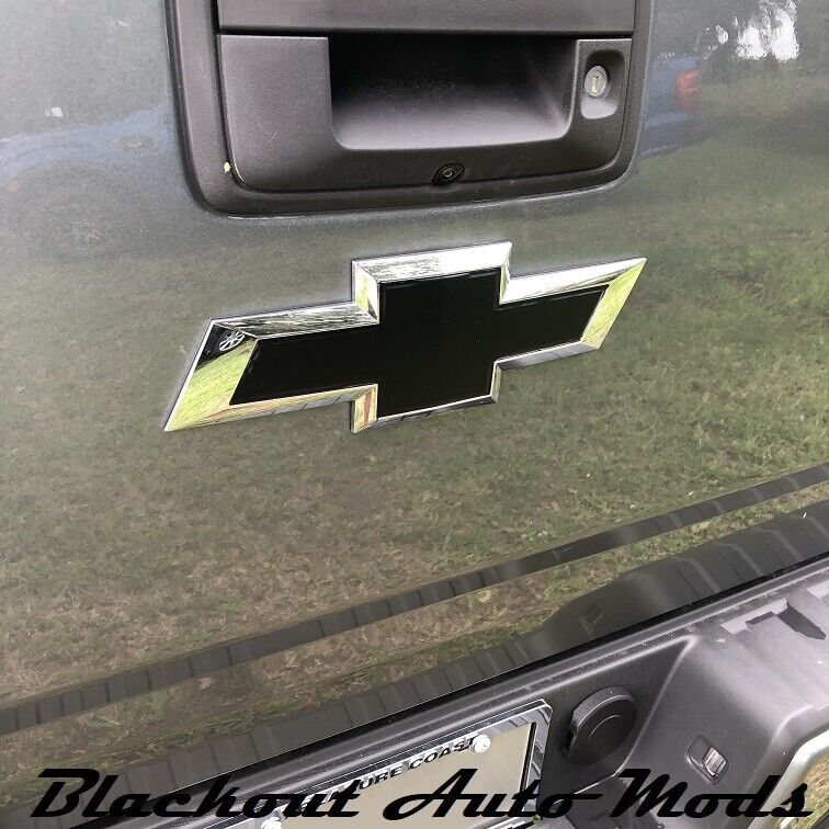 Matte Black Grill and Tailgate BowTie Vinyl Emblem Overlay Decals Chevy ...
